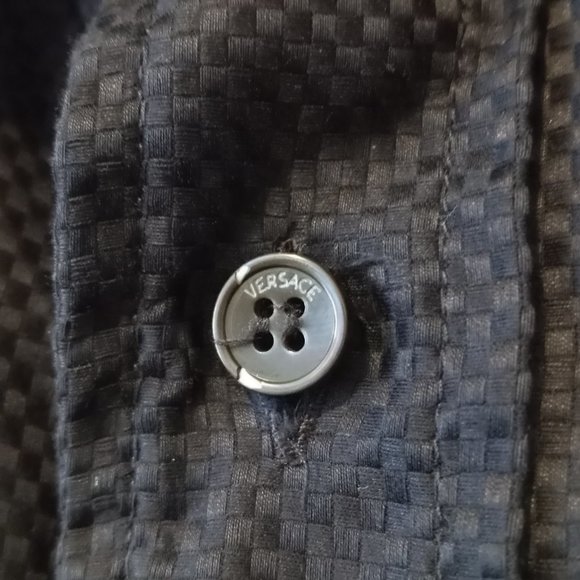 VERSACE - Woven textured black shirt - Sz 50 - Picture 8 of 13